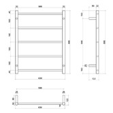 Thermogroup Non Heated 600mm Matt Black Straight Ladder Towel Rail