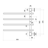 Thermogroup Non-Heated 600 x 540mm Round 4 Bar Swivel Towel Rail