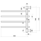 Thermogroup Non-Heated 600 x 540mm Square 4 Bar Swivel Towel Rail