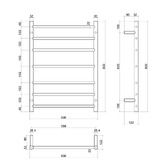 Thermogroup Thermorail 600 x 800mm 7 Bar Stainless Steel Heated Towel Rail