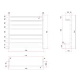 Thermogroup Thermorail 750 x 700mm 8 Bar Heated Towel Rail