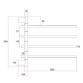 Thermogroup Thermorail 550 x 540mm Matte Black 4 Bar Heated Swivel Towel Rail