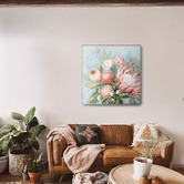 By Designs Blue Protea Framed Canvas Wall Art