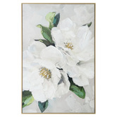 By Designs White Magnolia Framed Canvas Wall Art