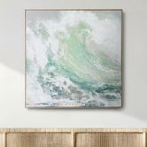 By Designs Green Waves Framed Canvas Wall Art