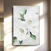 By Designs White Magnolia Framed Canvas Wall Art