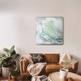 By Designs Green Waves Framed Canvas Wall Art