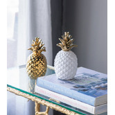 Elegant Designs White Pineapple with Gold Crown Ceramic Ornament
