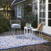 Laura Ashley Sky Blue Thorncliff Hand-Hooked Outdoor Rug
