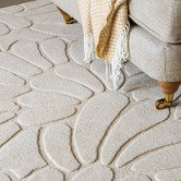 Laura Ashley Ivory Cream Coleby Petals Hand-Tufted Wool Rug