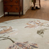 Laura Ashley Natural &amp; Sage Green Gosford Round Wool-Blend Rug
