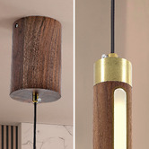 Braxton Home Pan Walnut Wood Pendant Light