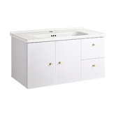 Braxton Home Samson 900mm White Wall Hung Vanity with Ceramic Countertop
