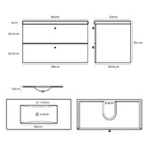 Braxton Home Linos 900mm Wall Hung Single Vanity with Ceramic Countertop