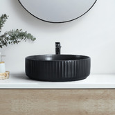 Braxton Home Cove 360mm Matte Black Round Ceramic Above Counter Basin