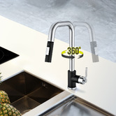Braxton Home Anita Chrome Square Gooseneck Pull-Out Kitchen Sink Mixer