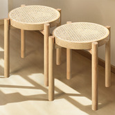 Braxton Home 45cm Blanche Rubberwood &amp; Rattan Bar Stools