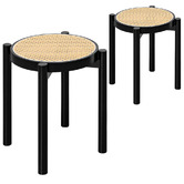 Braxton Home 45cm Blanche Rubberwood &amp; Rattan Bar Stools