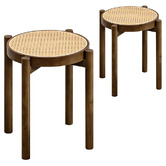 Braxton Home 45cm Blanche Rubberwood &amp; Rattan Bar Stools