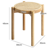 Braxton Home 45cm Blanche Rubberwood &amp; Rattan Bar Stools