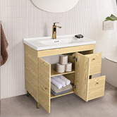 Braxton Home Callum 900mm Oak Freestanding Single Vanity with Ceramic Countertop
