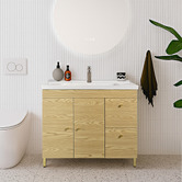 Braxton Home Callum 900mm Oak Freestanding Single Vanity with Ceramic Countertop