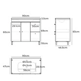 Braxton Home Callum 900mm Oak Freestanding Single Vanity with Ceramic Countertop
