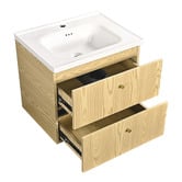 Braxton Home Callum 600mm Oak Wall Hung Single Vanity with Ceramic Countertop