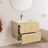 Braxton Home Callum 600mm Oak Wall Hung Single Vanity with Ceramic Countertop