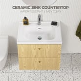 Braxton Home Callum 600mm Oak Wall Hung Single Vanity with Ceramic Countertop