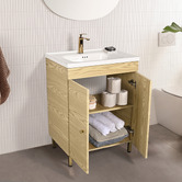 Braxton Home Callum 600mm Oak Freestanding Single Vanity with Ceramic Countertop