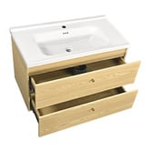 Braxton Home Callum 900mm Oak Wall Hung Single Vanity with Ceramic Countertop