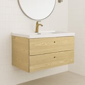 Braxton Home Callum 900mm Oak Wall Hung Single Vanity with Ceramic Countertop