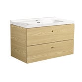 Braxton Home Callum 900mm Oak Wall Hung Single Vanity with Ceramic Countertop