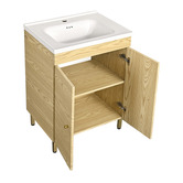 Braxton Home Callum 600mm Oak Freestanding Single Vanity with Ceramic Countertop