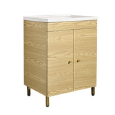 Braxton Home Callum 600mm Oak Freestanding Single Vanity with Ceramic Countertop