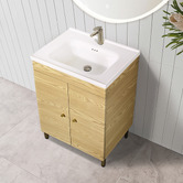 Braxton Home Callum 600mm Oak Freestanding Single Vanity with Ceramic Countertop
