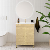 Braxton Home Callum 600mm Oak Freestanding Single Vanity with Ceramic Countertop