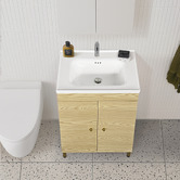 Braxton Home Callum 600mm Oak Freestanding Single Vanity with Ceramic Countertop