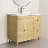 Braxton Home Callum 900mm Oak Freestanding Single Vanity with Ceramic Countertop