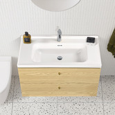 Braxton Home Callum 900mm Oak Wall Hung Single Vanity with Ceramic Countertop