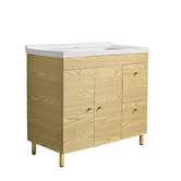 Braxton Home Callum 900mm Oak Freestanding Single Vanity with Ceramic Countertop