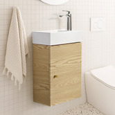 Braxton Home Callum 400mm Oak Wall Hung Small Space Single Vanity with Ceramic Countertop