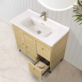 Braxton Home Callum 900mm Oak Freestanding Single Vanity with Ceramic Countertop