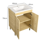 Braxton Home Callum 600mm Oak Freestanding Single Vanity with Ceramic Countertop