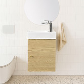 Braxton Home Callum 400mm Oak Wall Hung Small Space Single Vanity with Ceramic Countertop