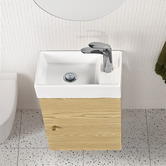 Braxton Home Callum 400mm Oak Wall Hung Small Space Single Vanity with Ceramic Countertop