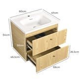 Braxton Home Callum 600mm Oak Wall Hung Single Vanity with Ceramic Countertop
