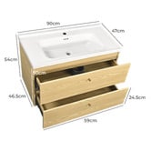 Braxton Home Callum 900mm Oak Wall Hung Single Vanity with Ceramic Countertop