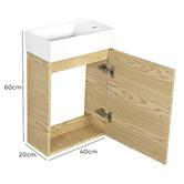 Braxton Home Callum 400mm Oak Wall Hung Small Space Single Vanity with Ceramic Countertop